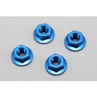 Yokomo Aluminum Serrate Flanged Nut 4,0mm - Blue
