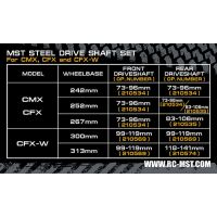 MST 210534 CMX Steel drive shaft set 73-96mm