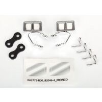 Seiten-Spiegel, Chrome l&r, Retainers (2), Body Clips (4)