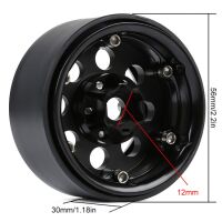 INJORA 4PCS 1.9" 8-round-hole Metal Beadlock Wheel Rims for 1/10 RC Crawler Black