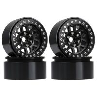 INJORA 4PCS 2.0" 12-spoke Metal Beadlock Wheel Rims Fit 1.9" RC Crawler Tires Black