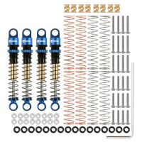 INJORA 43mm Aluminum Threaded Double Barrel Shocks Dampers for Axial SCX24 - 4pcs Blue