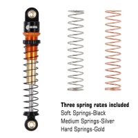 INJORA 43mm Aluminum Threaded Double Barrel Shocks Dampers for Axial SCX24 - 4pcs Orange/Gold