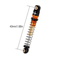 INJORA 43mm Aluminum Threaded Double Barrel Shocks Dampers for Axial SCX24 - 4pcs Orange/Gold