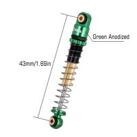 INJORA 43mm Aluminum Threaded Double Barrel Shocks Dampers for Axial SCX24 - 4pcs Green