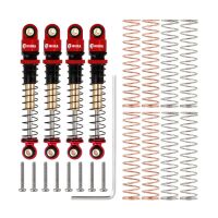INJORA 43mm Aluminum Threaded Double Barrel Shocks Dampers for Axial SCX24 - 4pcs Red