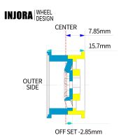 INJORA 1.0" Negative Offset 2.85mm Beadlock Aluminum Wheel for 1/24 RC Crawlers (4) (W1009) - YQW-1009GL