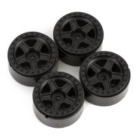 INJORA 1.0" 5-Spokes Plastic Beadlock Wheel Rims for 1/24 RC Crawlers (4) (W2407) - Black
