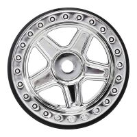 INJORA 1.0" 5-Spokes Plastic Beadlock Wheel Rims for 1/24 RC Crawlers (4) (W2407) - Silver