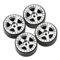 INJORA 1.0" 5-Spokes Plastic Beadlock Wheel Rims for 1/24 RC Crawlers (4) (W2407) - Silver