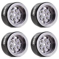 INJORA 1.0" 8-Spoke CNC Aluminum Beadlock Wheel Rim for 1/24 RC Crawlers (4) (W1007) - Grey