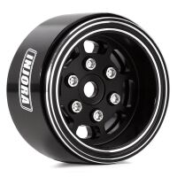 INJORA 1.0" 8-Spoke CNC Aluminum Beadlock Wheel Rim for 1/24 RC Crawlers (4) (W1007) - Black