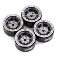 INJORA 1.0" 6-Spoke CNC Aluminum Beadlock Wheel Rim for 1/24 RC Crawlers (4) (W1006) - Grey