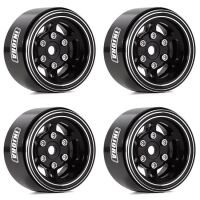 INJORA 1.0" 6-Spoke CNC Aluminum Beadlock Wheel Rim for 1/24 RC Crawlers (4) (W1006) - Black