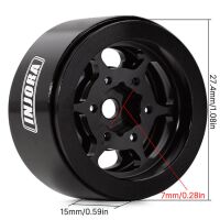 INJORA 1.0" 6-Spoke CNC Aluminum Beadlock Wheel Rim for 1/24 RC Crawlers (4) (W1006) - Black