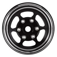 INJORA 1.0" 6-Spoke CNC Aluminum Beadlock Wheel Rim for 1/24 RC Crawlers (4) (W1006) - Black