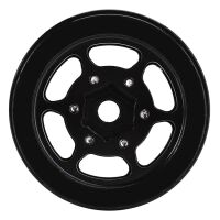 INJORA 1.0" 6-Spoke CNC Aluminum Beadlock Wheel Rim for 1/24 RC Crawlers (4) (W1006) - Black