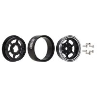 INJORA 1.0" 6-Spoke CNC Aluminum Beadlock Wheel Rim for 1/24 RC Crawlers (4) (W1006) - Black