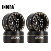 INJORA 1.0" 47g/pcs Black Brass Beadlock Wheel Deep Dish Negative Offset 3.15mm for 1/24 RC Crawlers (4) (W1005)