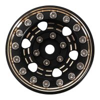 INJORA 1.0" 47g/pcs Black Brass Beadlock Wheel Deep Dish Negative Offset 3.15mm for 1/24 RC Crawlers (4) (W1005)