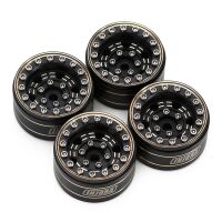 INJORA 1.0" 47g/pcs Black Brass Beadlock Wheel Deep Dish Negative Offset 3.15mm for 1/24 RC Crawlers (4) (W1005)