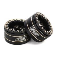 INJORA 1.0" 47g/pcs Black Brass Beadlock Wheel Deep Dish Negative Offset 3.15mm for 1/24 RC Crawlers (4) (W1005)