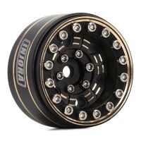 INJORA 1.0" 47g/pcs Black Brass Beadlock Wheel Deep Dish Negative Offset 3.15mm for 1/24 RC Crawlers (4) (W1005)