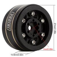 INJORA 1.0" 47g/pcs Black Brass Beadlock Wheel Deep Dish Negative Offset 3.15mm for 1/24 RC Crawlers (4) (W1005)