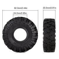 INJORA 1.0" 62*20.5mm S5 Soft Rubber Mud Terrain Tires for 1/24 RC Crawlers (4) (T1007)