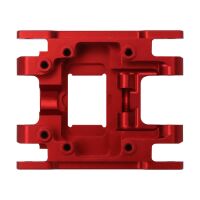 INJORA 16g CNC Aluminium Skid Plate Transmission Mount for 1/18 TRX4M (4M-07) - Red with silver edge