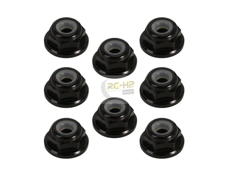 INJORA 8PCS M2 Wheel Lock Nuts Flange Nuts for SCX24 Black Dlux Inj
