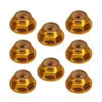 INJORA 8PCS M2 Wheel Lock Nuts Flange Nuts for SCX24 GOLD