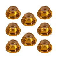 INJORA 8PCS M2 Wheel Lock Nuts Flange Nuts for SCX24 GOLD