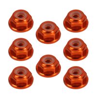 INJORA 8PCS M2 Wheel Lock Nuts Flange Nuts for SCX24 ORANGE