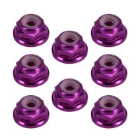 INJORA 8PCS M2 Wheel Lock Nuts Flange Nuts for SCX24 PURPLE