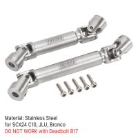 INJORA Steel Front Rear Center Drive Shafts for Axial SCX24 Chevrolet Jeep Wrangler Bronco Silver
