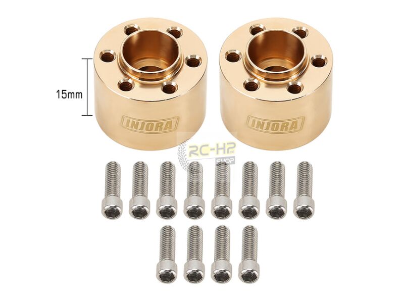 INJORA 12mm Heavy Brass Wheel Hex Hub Extenders Adapters for 1.9 2.2