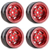 INJORA 1.0" 6-Spoke CNC Aluminum Beadlock Wheel Rim for 1/24 RC Crawlers (4) (W1006) - Red