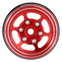 INJORA 1.0" 6-Spoke CNC Aluminum Beadlock Wheel Rim for 1/24 RC Crawlers (4) (W1006) - Red