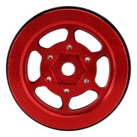 INJORA 1.0" 6-Spoke CNC Aluminum Beadlock Wheel Rim for 1/24 RC Crawlers (4) (W1006) - Red