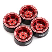 INJORA 1.0" 6-Spoke CNC Aluminum Beadlock Wheel Rim for 1/24 RC Crawlers (4) (W1006) - Red