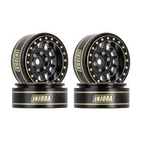 INJORA 1.0 Plus 42g/pcs 12-Spoke Brass Black Beadlock Wheel Rims for 1/24 1/18 RC Crawler (4) (W1101BK)