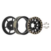 INJORA 1.0 Plus 42g/pcs 12-Spoke Brass Black Beadlock Wheel Rims for 1/24 1/18 RC Crawler (4) (W1101BK)