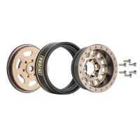 INJORA 1.0 Plus 42g/pcs 12-Spoke Brass Grey Beadlock Wheel Rims for 1/24 1/18 RC Crawler (4) (W1101GL)