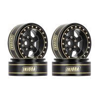 INJORA 1.0 Plus 42g/pcs 6-Spoke Brass Black Beadlock Wheel Rims for 1/24 1/18 RC Crawler (4) (W1102BK)