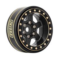 INJORA 1.0 Plus 42g/pcs 6-Spoke Brass Black Beadlock Wheel Rims for 1/24 1/18 RC Crawler (4) (W1102BK)