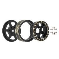 INJORA 1.0 Plus 42g/pcs 6-Spoke Brass Black Beadlock Wheel Rims for 1/24 1/18 RC Crawler (4) (W1102BK)