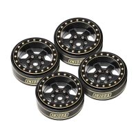 INJORA 1.0 Plus 42g/pcs 6-Spoke Brass Black Beadlock Wheel Rims for 1/24 1/18 RC Crawler (4) (W1102BK)