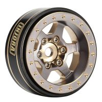 INJORA 1.0 Plus 42g/pcs 6-Spoke Brass Grey Beadlock Wheel Rims for 1/24 1/18 RC Crawler (4) (W1102)