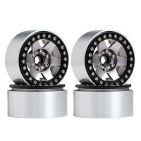 INJORA 4PCS 1.9" 6-spoke Metal Beadlock Wheel Rims for 1/10 RC Rock Crawler Car Black-Grey